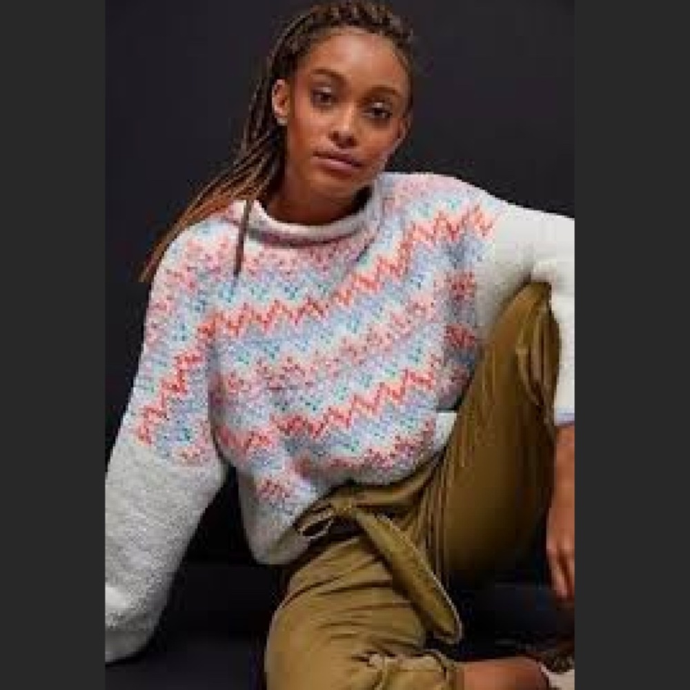 ANTHROPOLOGIE - Pilcro Selene Sweater - Oversized Nordic Mock Turtleneck